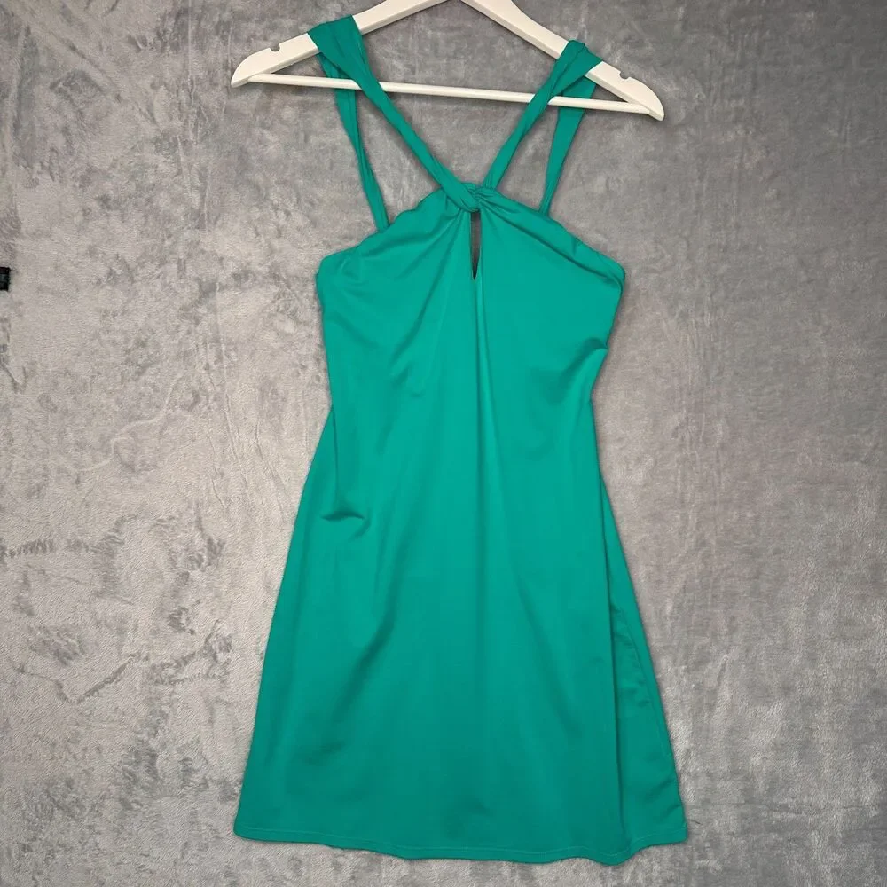 Athleta Kiki Swim Dress Aqua Built-In Bra Key Hole Neck Sport